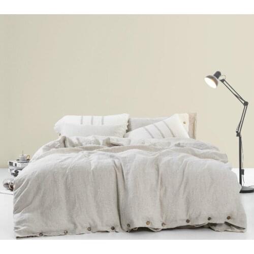 3PCS Washed France Linens California King Size Bedding Set Queen Duvet Cover Solid Color Flax Quilt Bed Cover with Pillowcase