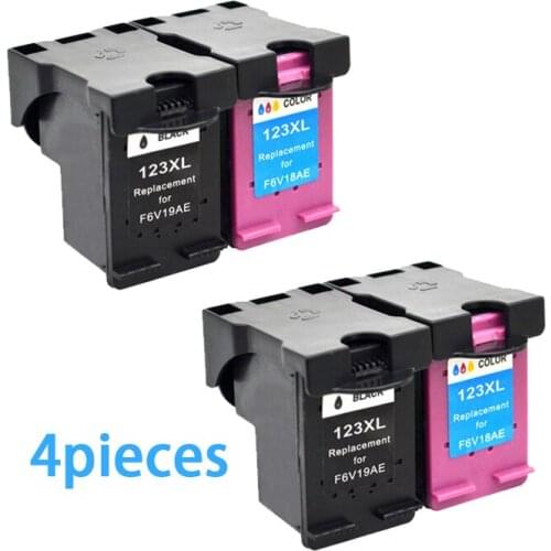 4pcs XiongCai Compatible Ink Cartridges For HP123 For HP 123 XL Deskjet 1110 1111 1112 2130 2132 3630 3632 printers For HP123XL