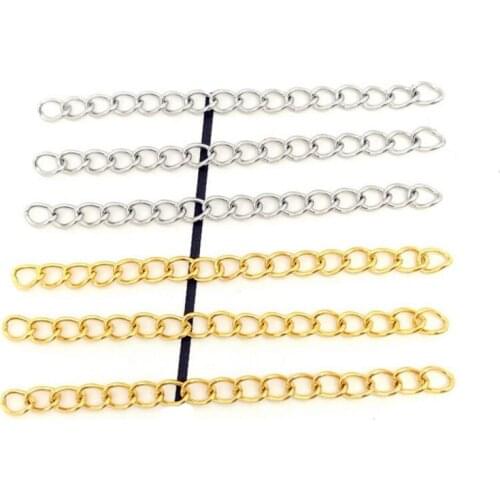 50pcs 50mm Length Stainless Steel Extension & Extender Tail Chain Bulk for Jewelry Findings Fits Necklace Connector DIY Jewelry