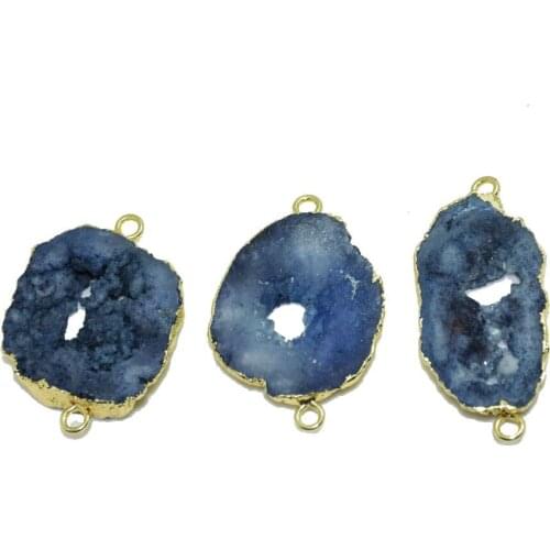Big Raw crystal druzy quartz pendant stone connector 2020 natural stones women jewelry making hole blue random charms spiritual