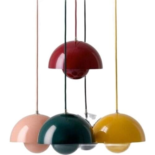 Denmark Designer Flower Pot Led Suspension Foyer 4ning Room Bedside Metal Loft Pendant Light Creative Colorful Iron Lamp 2594