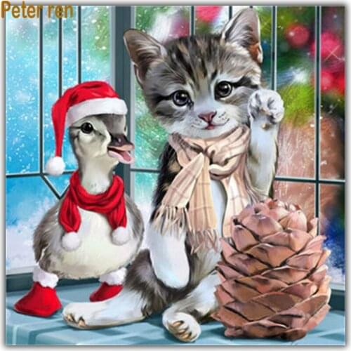 DIY Diamond painting cross stitch 5d Square\Round diamond mosaic Rhinestone Full Diamond embroidery "Little red riding duck cat"