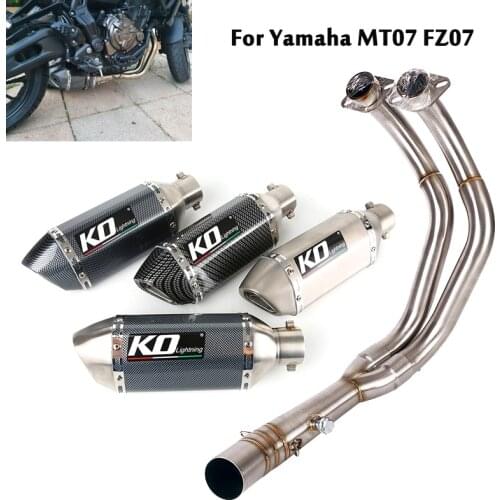 For Yamaha MT-07 FZ07 Motorcycle Full Exhaust System Modified Front Header Link Pipe Escape Muffler Baffles Tips DB Killer Slip