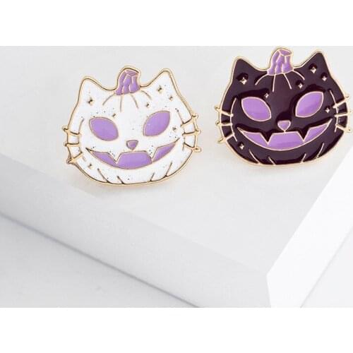 Doreen Box Halloween Purple and White Funny Devil Pumpkin Brooch Creative Wild Badge Denim Accessories For Halloween Party 1PC