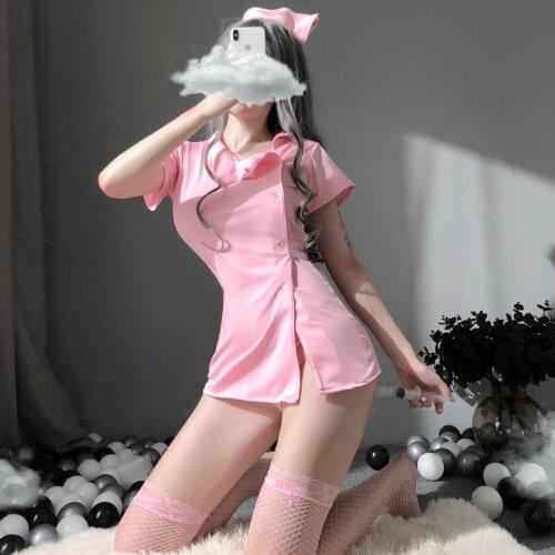 New Porno Female Costumes Exotic Underwear Sexy Lingerie Temptation Pink Nurse Witch Cosplay Women Fancy Erotic Nurse Uniform