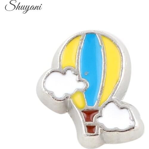 F191 Newest Alloy Metal Cloud Hot Air Balloon Charms Fit Memory Glass Floating Locket Necklace
