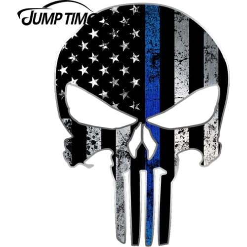 JumpTime 13cm x 9.2cm PUNISHER Blue Line Skull Sticker Truck Bumper Vinyl Decal Car Stickers Motorcycle Car Decal