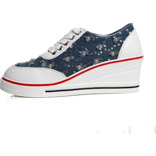 Plus size 35-43 Women sneakers 2020 Slip on Canvas shoes for Girls Lace up Vulcanized shoes antiskid Tennis shoes Zapatos Mujer