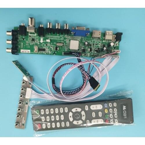 Kit For B156XW02 V7 USB HDMI VGA AV LED DVB-T DVB-T2 TV Signal controller board digital 1366X768 40pin 15.6" remote screen