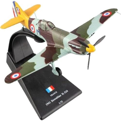 1/72 12CM Airplane Model France 1941 Dewoitine D 520 Second World War Simulation Metal Diecast Alloy Fighter Plane
