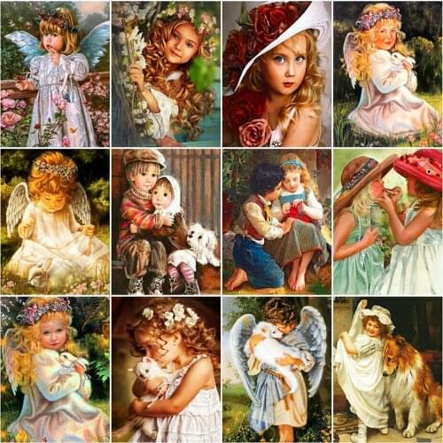 Kexinzu Full Square/Round Drill 5D DIY Diamond Painting“Cartoon Girl” Embroidery Cross Stitch 5D Home Decor Gift
