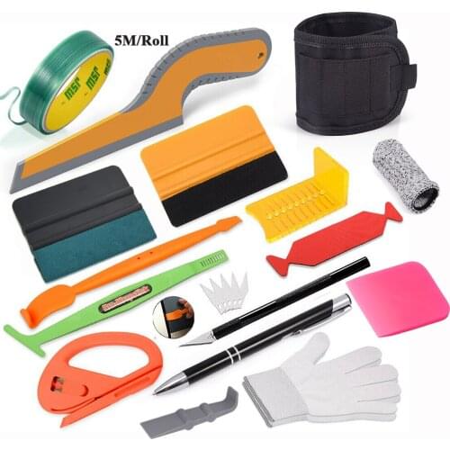 FOSHIO Car Accessories Window Tinting Film Kit Carbon Fiber Vinyl Wrapping Squeegee Scraper Knifeless Tape Wrap Tools Holder Bag
