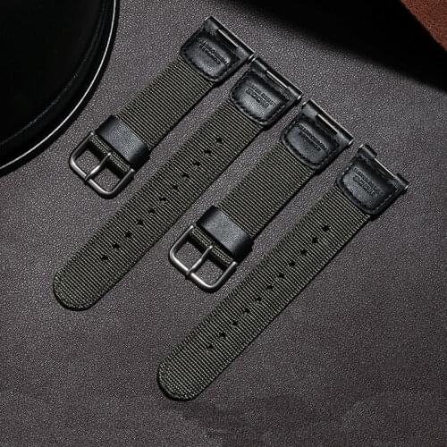 Nylon Canvas watch band army green bracelet Concave interface adaptation CASIO SGW-100-1V watch accessories