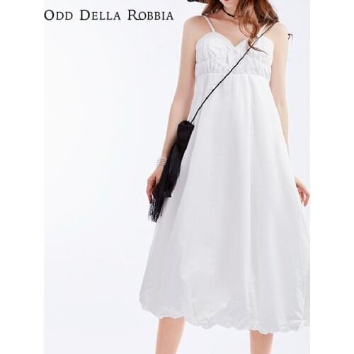 OddDellaRobbia White French Girl Black Lolita Pettiskirt Ball Gown Sexy Strap Midi Long Skirts Holiday Sleeveless Dresses 1046