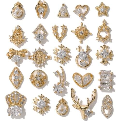 2 pieces water drop Crystal Dangle Chain Charms Nail Jewelry Decorations 6 type luxury Zircon Crystal Rhinestones For Nails