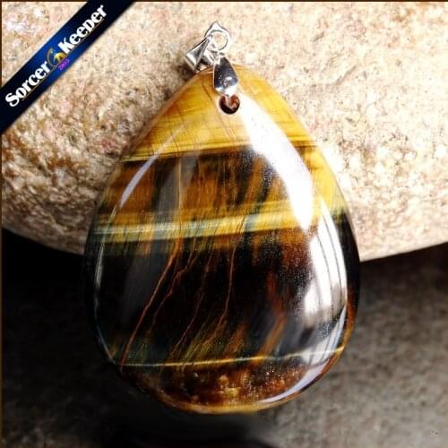 Wholesale Lots New Unisex High Quality Fashion Natural Stone Pendants Charms Blue Tiger Eye Necklace For Jewelry Making ZS959