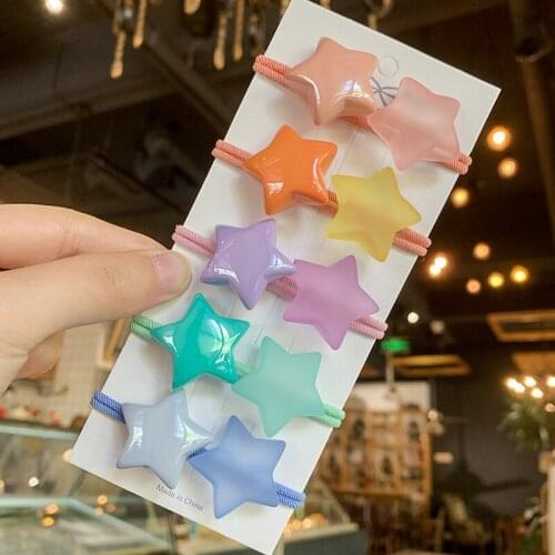 2pcs/lot Lovely Stars Candy Elastic Hair Bands For Women Creative Headband Scrunchy Kids Turban Hair Accessories For Girl