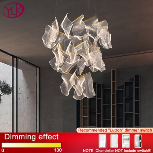 Luxury modern led light chandelier for staircase acrylic decor hanging lighting fixtures living room hallway gold home lamps
