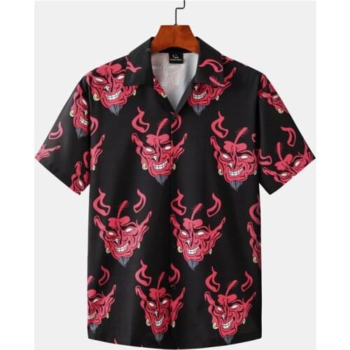 New mens printed short-sleeved shirts mens summer floral loose Hawaiian style street hip-hop couple fashion shirts