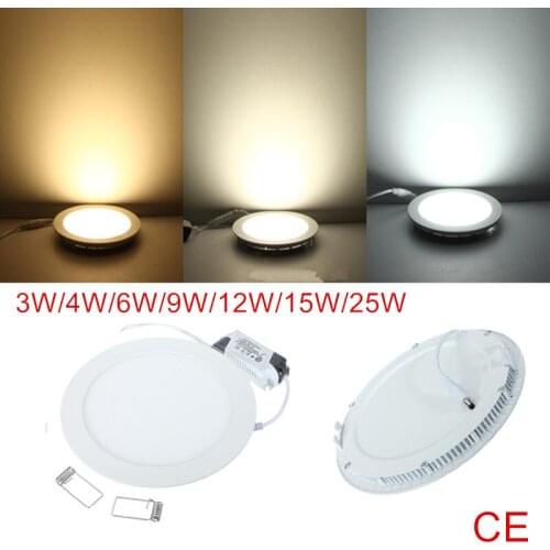 20Pcs/lot 3W 4W 6W 9W 12W 15W 25W Ultra thin LED Panel Light Recessed High quality LED Ceiling Downlight 85-265V indoor light