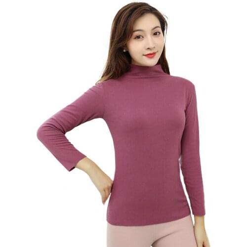 Winter Warm Thermal Underwear Women Sexy Ladies Intimates Long Johns Shaped Female Middle Collar Thermo Pajamas Seamless Top