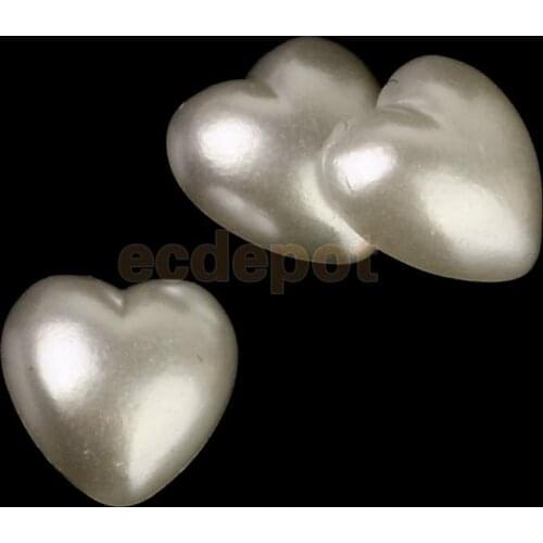 100pcs 9mm Ivory Heart Pearl Rhinestone Stick on Stickers DIY Craft Decor