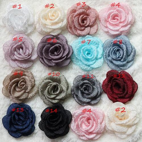 2.2" Burned Fabric Flower DIY Silk Rosette For Hair Accessories Brooch 14 colors U choose 100pcs/lot
