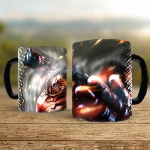 2021 One Piece Crazy Luffy 350ml Color Changed Ceramic Magic Coffee Mug Tea Cups