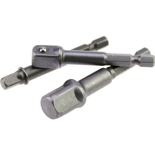 3Pcs 1/4" 3/8" 1/2" Hex Wrench Sleeve Extension Bar Drive Power Drill Bit Socket Driver Adapter Set