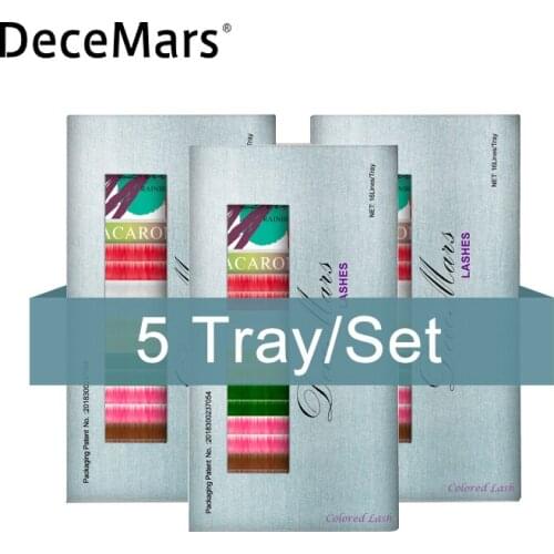 5cases/lot DeceMars Colored Lash Mixed One Tray False Eyelashes Individual Eyelash Extension Eye Lashes Individual