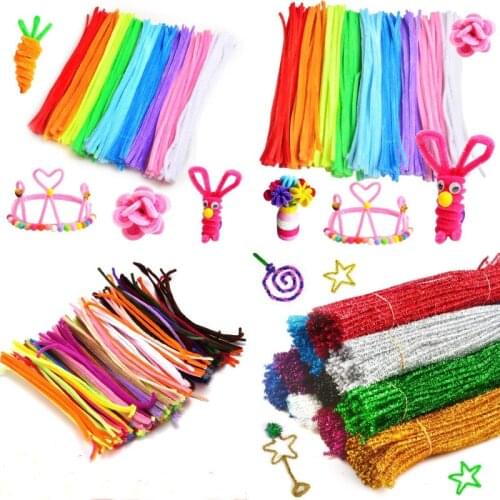50/100ps 30cm Glitter Chenille Stems Pipe Cleaners Kids Plush Educational Colorful Pipe Cleaner Toys Handmade DIY Craft Supplies