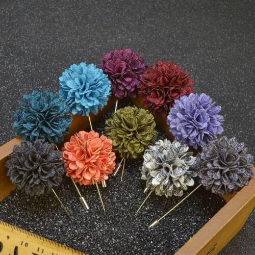 Free shipping, 10 pcs/lot , Mens Floral Lapel Pin, Boutonniere Flower Lapel Pins for Party Business Wedding Small Gift