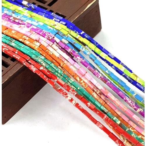 Natural Stone Bead Cuboid Golden Sand Stone Spot Stone White Turquoise DIY Jewelry Making Jewelry Necklace Accessories 15 Inches