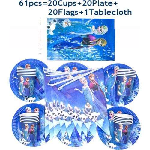 Disney Frozen Anna Elsa Princess Birthday Party Decorations Baby Shower Banner Party Anna Elsa Kids Birthday Cup Plates Tablewar