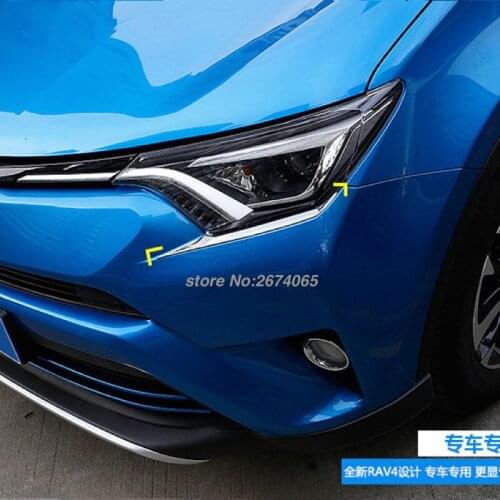 For TOYOTA RAV4 Front Headlights Eyebrow Decoration Head Light Lamp Cover Trim RAV 4 2016 2017 ABS Car-styling parts Accessorie