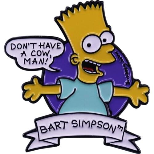 Bart enamel pin with popular meme funny quote cartoon retro tv show jewelry
