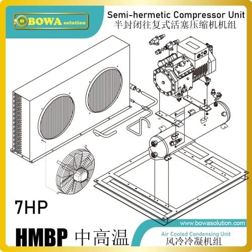 7HP HMBP air cooled condensing unit with reciprocating compressor is great choice for freezer air dryers/industrial dehumdifiers