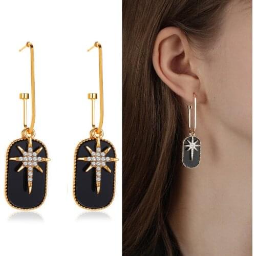 Korean Statement Earrings for Women 2021 Fashion Crystal Star Geoemtric Hanging Dangle Drop Earings Gold Brincos Jewelry Gifts