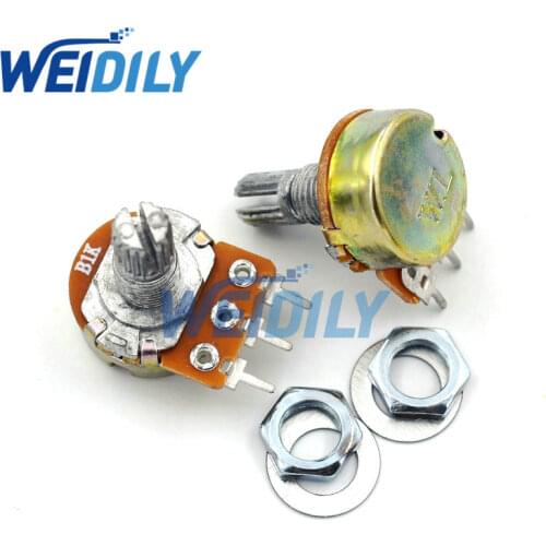 5PCS/LOT WH148 B1K Linear Potentiometer 15mm Shaft With Nuts And Washers Hot 3Pin High Quality