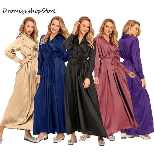 Muslimah Robes Musulmane Turkish Dubai long sleeve big swing Abayas Muslim Arab Worship Service