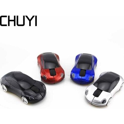 CHUYI Computer Wireless Mouse Car Shaped Optical 3D Mini Mause 1600 DPI 2.4Ghz USB Red Color Gaming Mice For PC Laptop Desktop