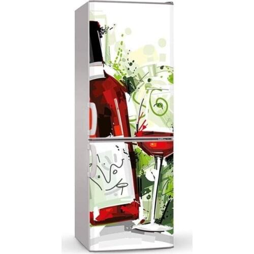 Custom DIY Dishwasher Refrigerator Freeze Sticker Wine And Glasses For Kitchen Decoration Art Fridge Door Cover Wallpaper