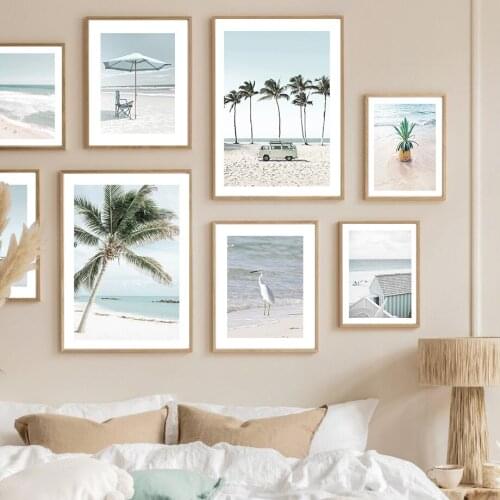 Palm Tree Ocean Beach Umbrella Pineapple Wall Art Canvas Painting Nordic Posters And Prints Wall Pictures For Living Room Decor