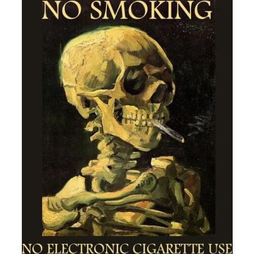 No Smoking Sign Skeleton Skull Smoking Metal TIN SIGN Wall Plaque