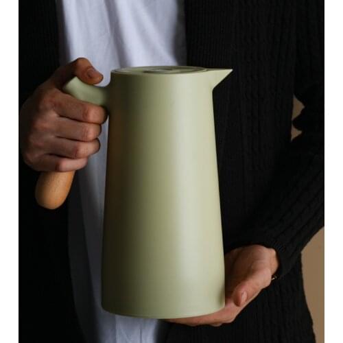 Nordic Large Capacity Thermos Kettle with Wood Handle Household Thermal Insulation Pot Vacuum Glass Inner Hot Water Bottle
