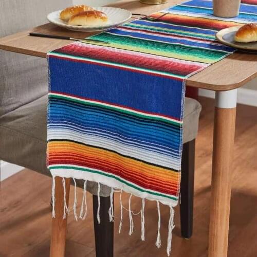2021 New Fashion Mexican Style Tablecloth Tassel Blanket Beach Mat Table Runner Cover Wedding Party Banquet Decoration