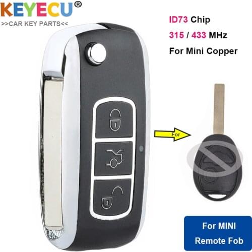 KEYECU Upgraded Flip Remote Car Key Fob 3 Button 315mhz / 433MHz for BMW Mini Copper R50 R53 2002-2004 2005 ID73 Chip Uncut
