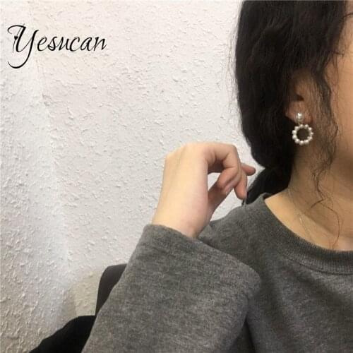 Yesucan Luxury Women Pearl Cliclip earrings wedding clip on earrings no pierced without piercing Fashion jewelry clip earrings