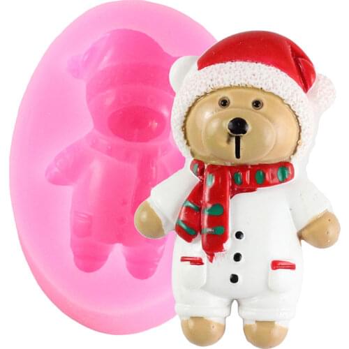 3D Bear Cake Border Fondant Cake Decorating Tools Cupcake Topper Silicone Mold Baby Birthday Candy Clay Chocolate gumpaste Molds