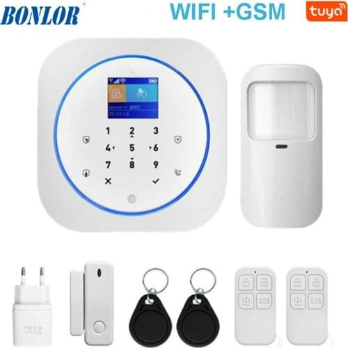 Tuya APP Smart WiFi GSM Home Security GSM Alarm System 433MHz Detectors Alarm Compatible With Alexa Google Home IFTTT Tuya APP
